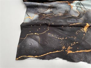 Bomuldsjersey - marble look i gråsorte toner
